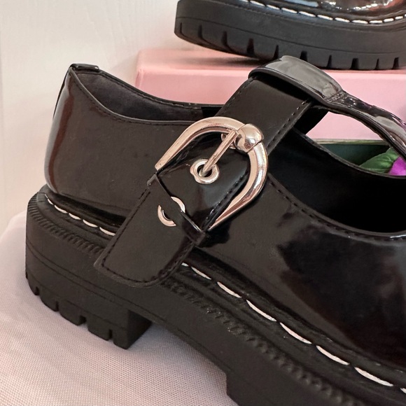 SAM EDELMAN ~ Black Patent Platform Shoes w/Silver Hardware size 7.5 - Picture 4 of 8